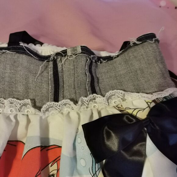 Size Women Extra Small Disney Denim Scarf Top Glamorous Jane Ariel Mermaid Gyaru - Picture 9 of 16